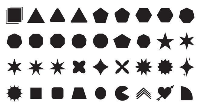Collection of basic shapes – Set of simple geometric figures isolated on a white background.