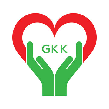 GKK Heart and Hands Company logo. GKK Company logo design for entrepreneur and business. GKK best icon.
