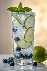 Refreshing Blueberry and Lime Infused drink