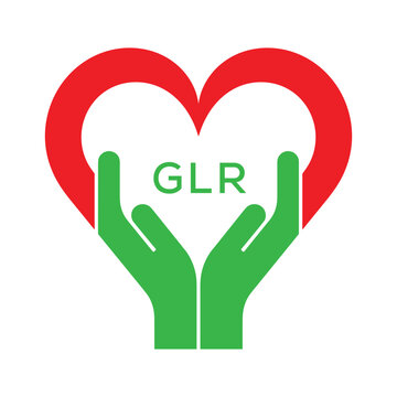 GLR Heart and Hands Company logo. GLR Company logo design for entrepreneur and business. GLR best icon.
