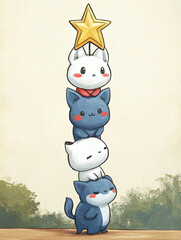 Chibi animals of different species (fox, bunny, 