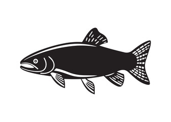 Salmon Fish Outline Drawing Vector Icon Illustration.