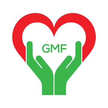 GMF Heart and Hands Company logo. GMF Company logo design for entrepreneur and business. GMF best icon.
