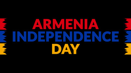 Armenia Independence Day text with side lines on a black background. Which is observed every year in September to celebrate and wish Armenia Independence Day.