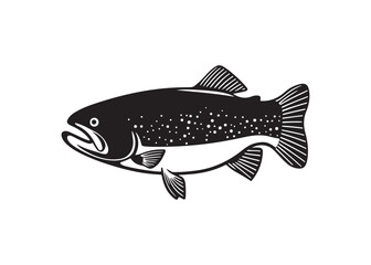 Salmon Fish Outline Vector Illustration Isolated on White Background.