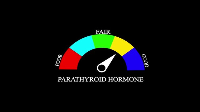 parathyroid hormone Level Measuring animation.4K motion animation. with black background .