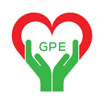 GPE Heart and Hands Company logo. GPE Company logo design for entrepreneur and business. GPE best icon.
