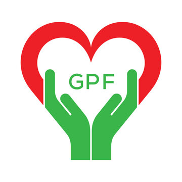 GPF Heart and Hands Company logo. GPF Company logo design for entrepreneur and business. GPF best icon.
