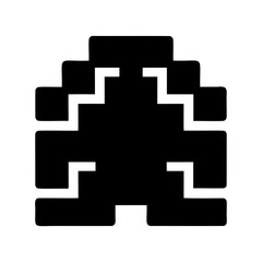Retro Space Invaders Alien Character Icon in Monochrome Illustration on White