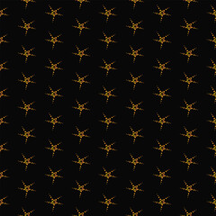 A luxury seamless pattern featuring golden floral and geometric motifs on a black background. Perfect for textile prints, wallpapers, packaging, invitations, wrapping paper, and elegant digital or dec