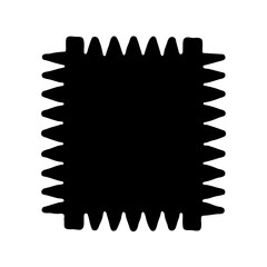 Abstract black square with zig zag edges on a white background