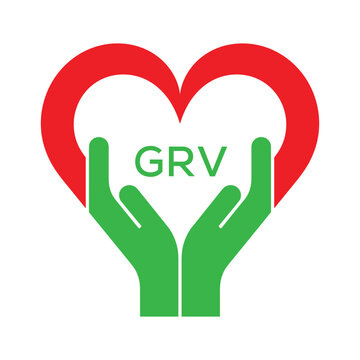 GRV Heart and Hands Company logo. GRV Company logo design for entrepreneur and business. GRV best icon.
