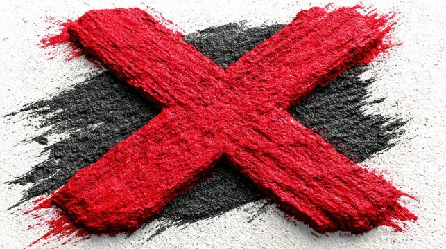 X Cross Mark on Transparent Background with Hand Drawn Red Cross Marker