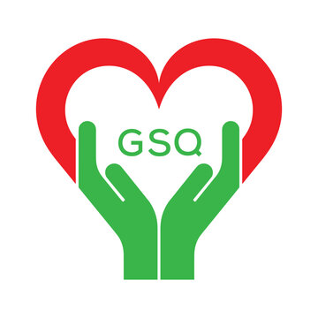 GSQ Heart and Hands Company logo. GSQ Company logo design for entrepreneur and business. GSQ best icon.
