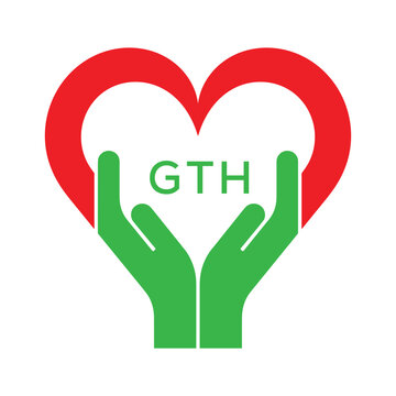 GTH Heart and Hands Company logo. GTH Company logo design for entrepreneur and business. GTH best icon.
