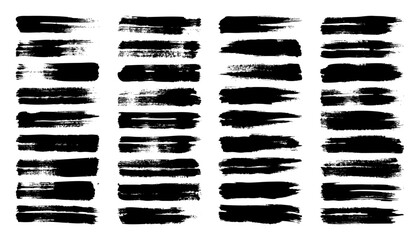 Grunge brush strokes, lines, ink smudges, hand-drawn scribble shapes. Handmade sketchy marks, acrylic stains, charcoal streaks. Paint textures, dry brush effect. Marker underline. Vector illustration