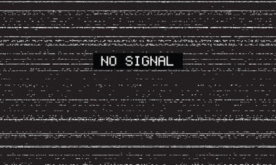 No Signal" Static Screen Displaying an Error Message, Signifying Technical Difficulties