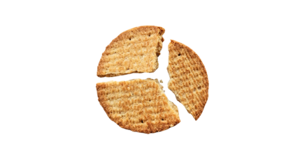 Crispy whole wheat biscuits crumbled into small pieces, isolated on a transparent background, perfect for food design, snack concepts, healthy ingredient, and creative graphic elements