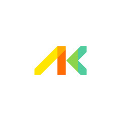 Simple Letter AK with origami logo convcept vector