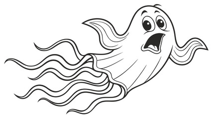 Cartoon ghost vector illustration with cute design elements