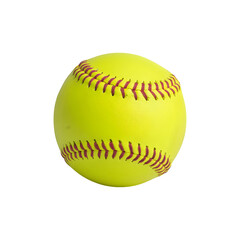 A vibrant softball resting on a surface, showcasing its bright colors and stitching details
