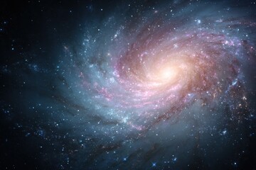 Fototapeta premium Vibrant galaxies swirl dynamically within the vastness of space, creating an awe-inspiring cosmic view filled with vibrant colors and endless mystery