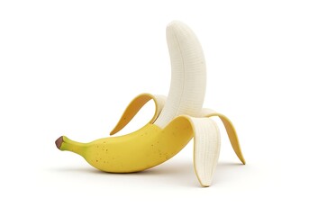 Peeled Banana Fruit on White Background