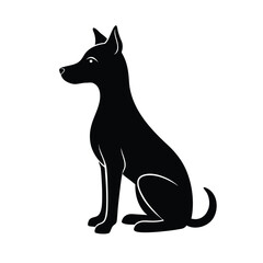 Dog sitting attentively with perked ears pet vector silhouette
