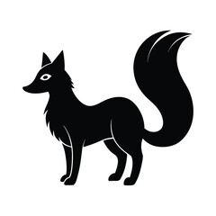 Fox standing wild animal vector silhouette illustration