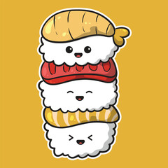 Cute Sushi Character Vector Illustration