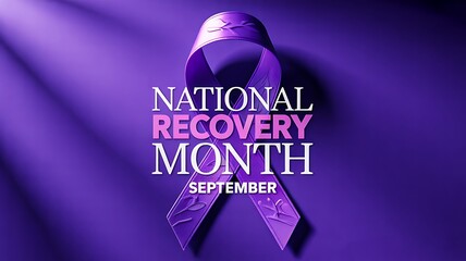 Purple awareness ribbon for national recovery month in september