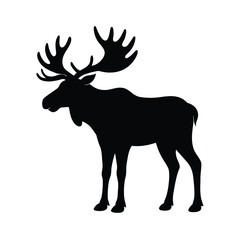 Moose with large antlers wild animal vector silhouette