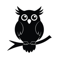 Owl perched on a branch bird vector silhouette illustration