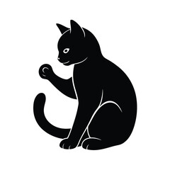 Sitting cat pet animal vector silhouette