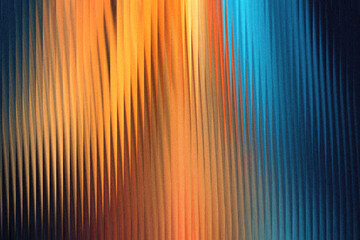 A vibrant abstract background features a gradient transition from warm orange hues on the left to cool blue tones on the right, with a textured, ribbed pattern creating a sense of depth and movement