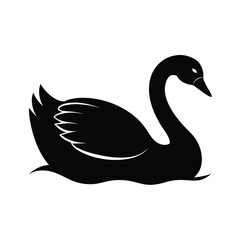 Swan gliding gracefully on water bird vector silhouette