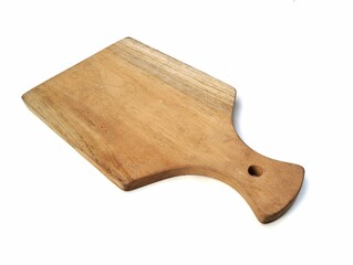 Wooden cutting board isolated on white background	