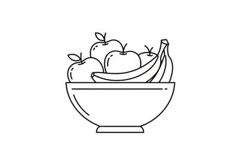 Vector simple flat healthy fruit bowl. Suitable for the theme of health, nutritious food, diet, and healthy lifestyle.