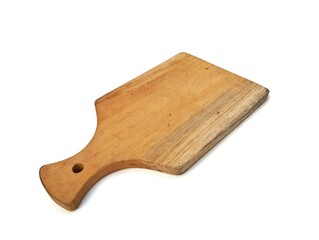 Wooden cutting board isolated on white background	