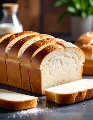 Freshly sliced bread loaf