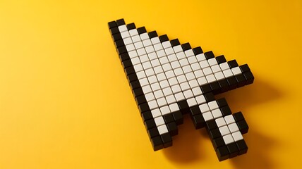 Pixelated Cursor on Yellow Background