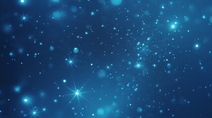 Sparkling Blue Bokeh Background with Starbursts
