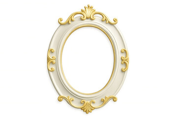 Oval baroque frame featuring golden decorations with transparent background, perfect for showcasing artwork or photographs