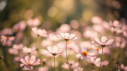 Obraz premium Soft Focus Pink Cosmos Flowers in Sunlight floral nature