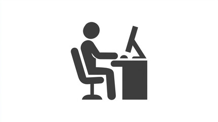 Basic Office Worker Working at Desk Icon