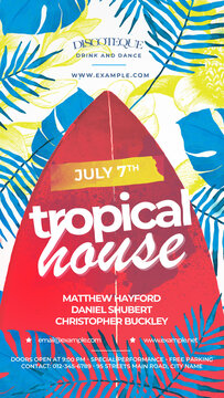 Animated Nightclub Flyer Template with Tropical House, Summer & Beach Party Theme