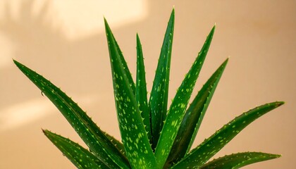 Fototapeta premium Close-up of Aloe Vera Leaves with Water Droplets