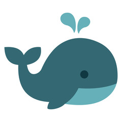 whale sea animal flat design illustration