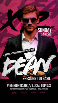 Animated Nightclub DJ Flyer Template in Vertical Layout