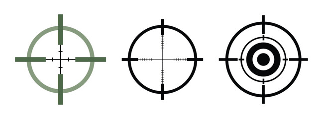 Various scope and crosshair icons for aiming, targeting, and shooting concepts in a vector format © Pixelly